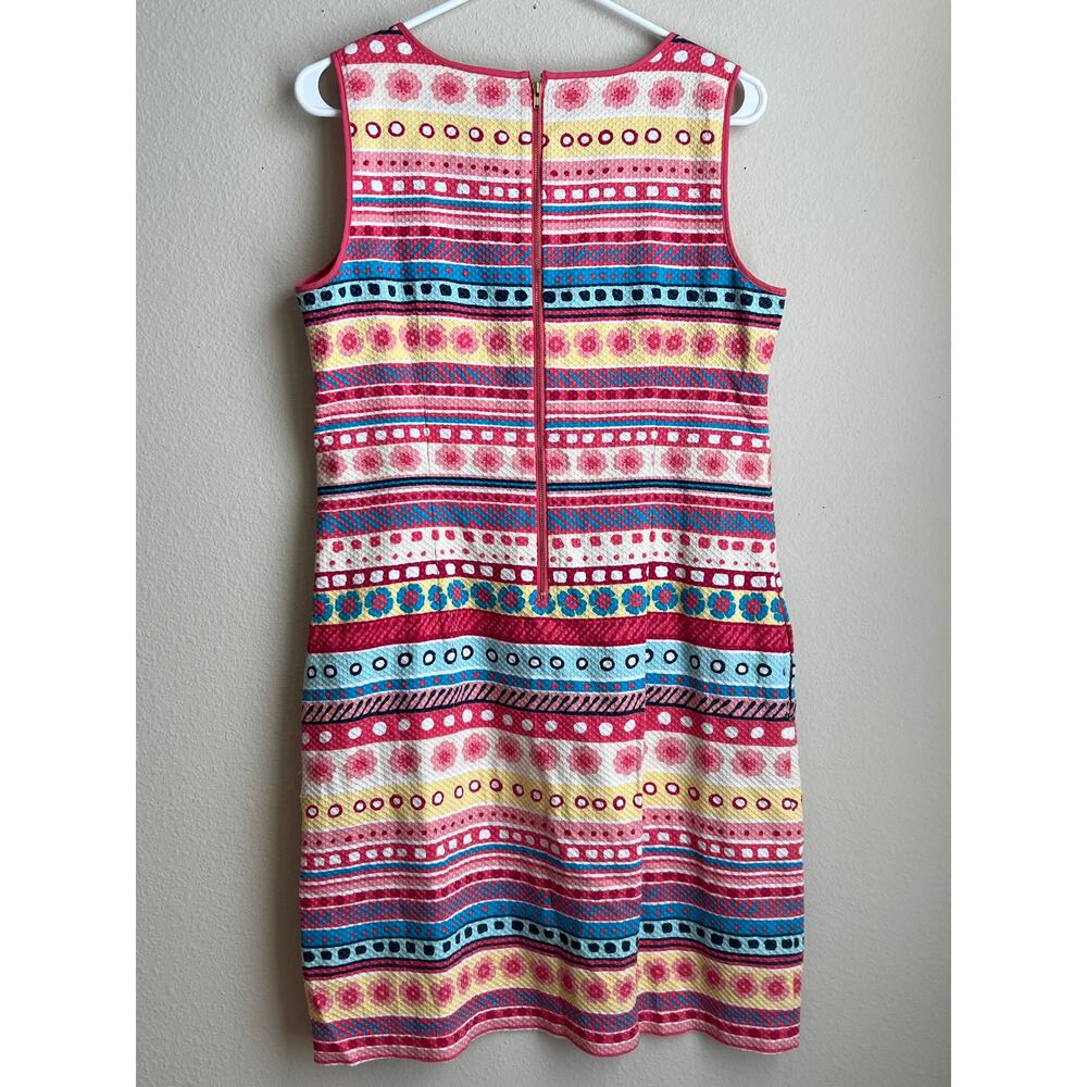 Talbots Size 12P Petite Geometric Mosaic Seersucker Sheath Dress With Pockets - Picture 2 of 5